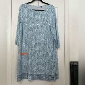 CABANA LIFE Smooth Stretch Geometric Flowers and Stars Print Tunic Dress Size 2X